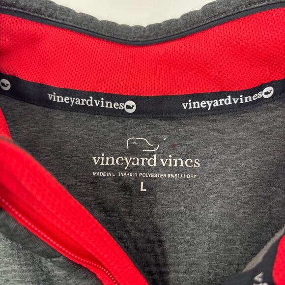 Vineyard Vines Large 1/4 Zip Gray Black Pullover Long Sleeve Sweater - Picture 2 of 6